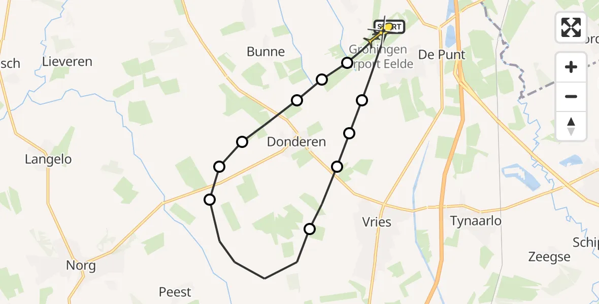 Routekaart van de vlucht: Lifeliner 4 naar Groningen Airport Eelde