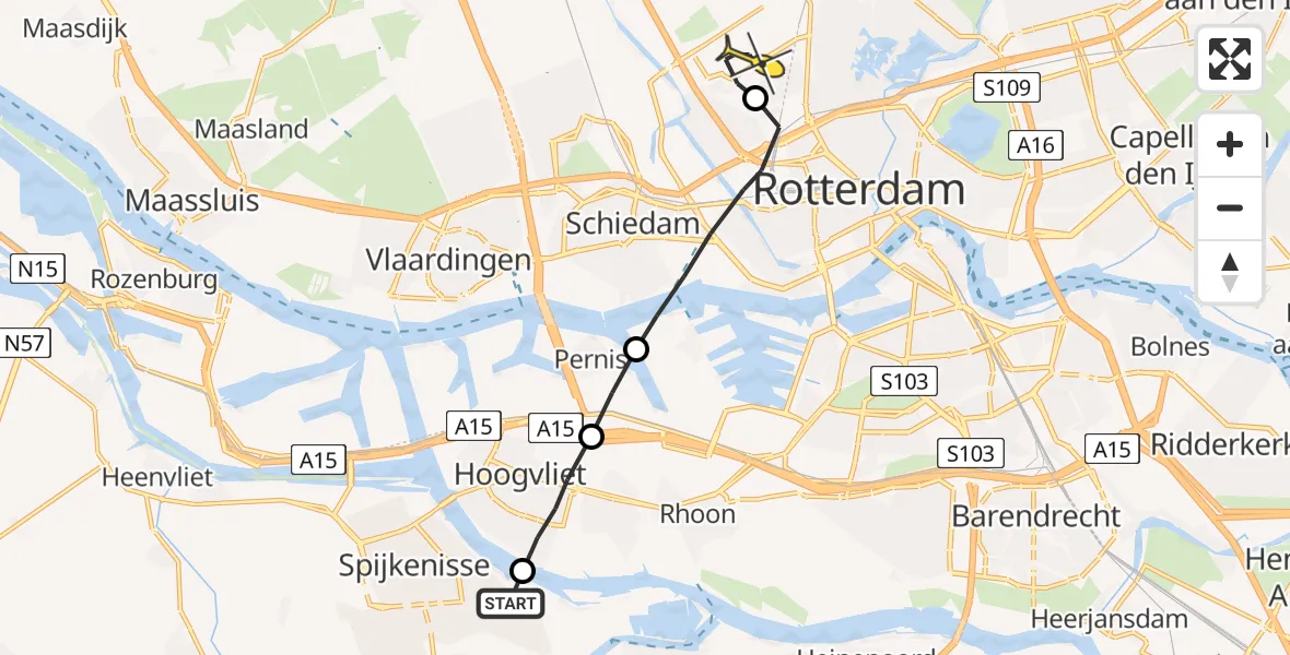 Routekaart van de vlucht: Lifeliner 2 naar Rotterdam The Hague Airport