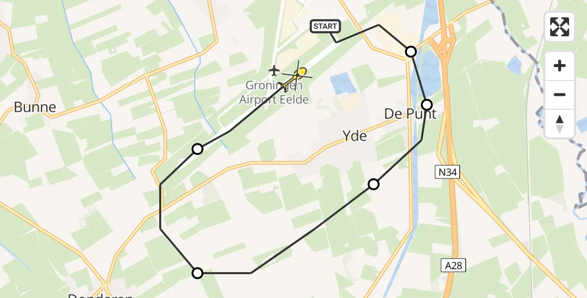 Routekaart van de vlucht: Lifeliner 4 naar Groningen Airport Eelde