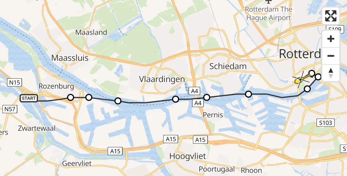 Routekaart van de vlucht: Lifeliner 2 naar Erasmus MC