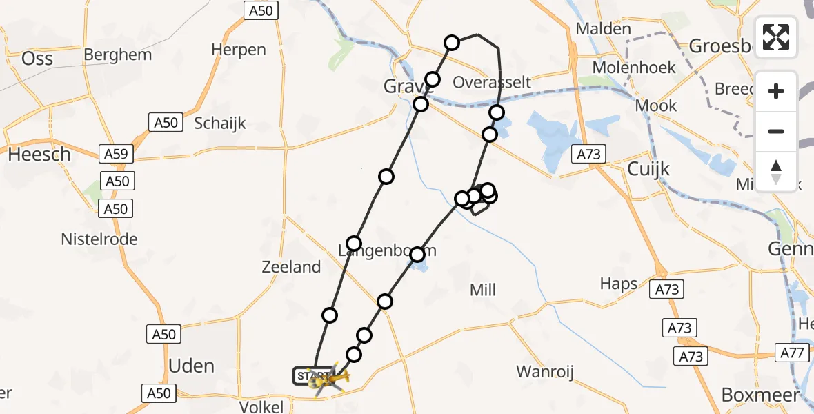 Vluchtroute Traumahelikopter Vliegbasis Volkel - Vliegbasis Volkel, 05 september 2022, 12:47