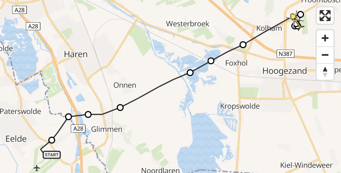 Routekaart van de vlucht: Lifeliner 4 naar Kolham