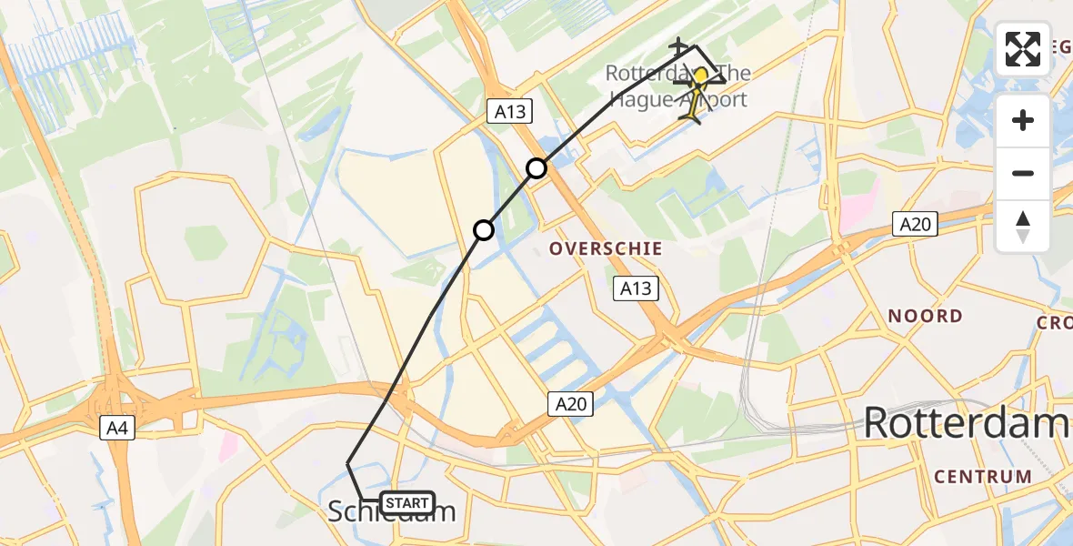 Routekaart van de vlucht: Lifeliner 2 naar Rotterdam The Hague Airport