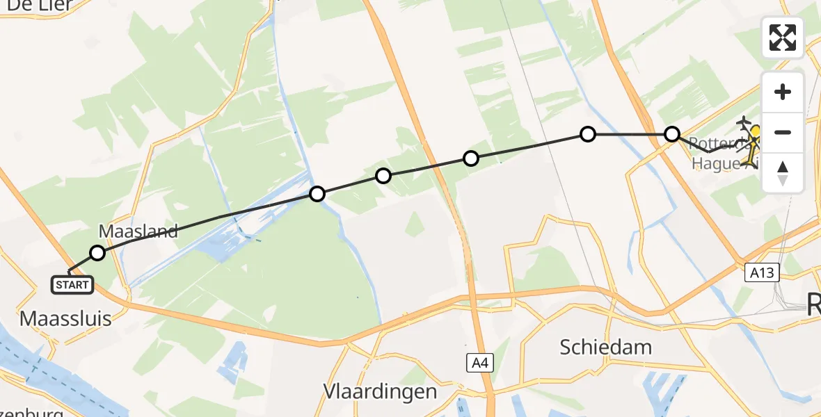 Routekaart van de vlucht: Lifeliner 2 naar Rotterdam The Hague Airport