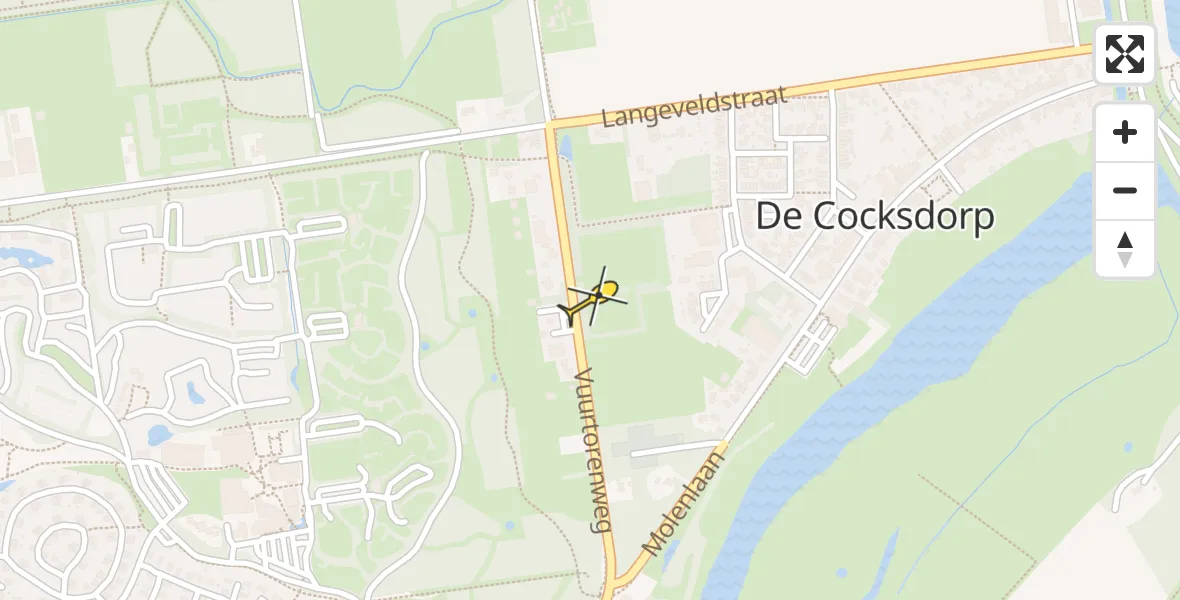 Routekaart van de vlucht: Lifeliner 1 naar De Cocksdorp