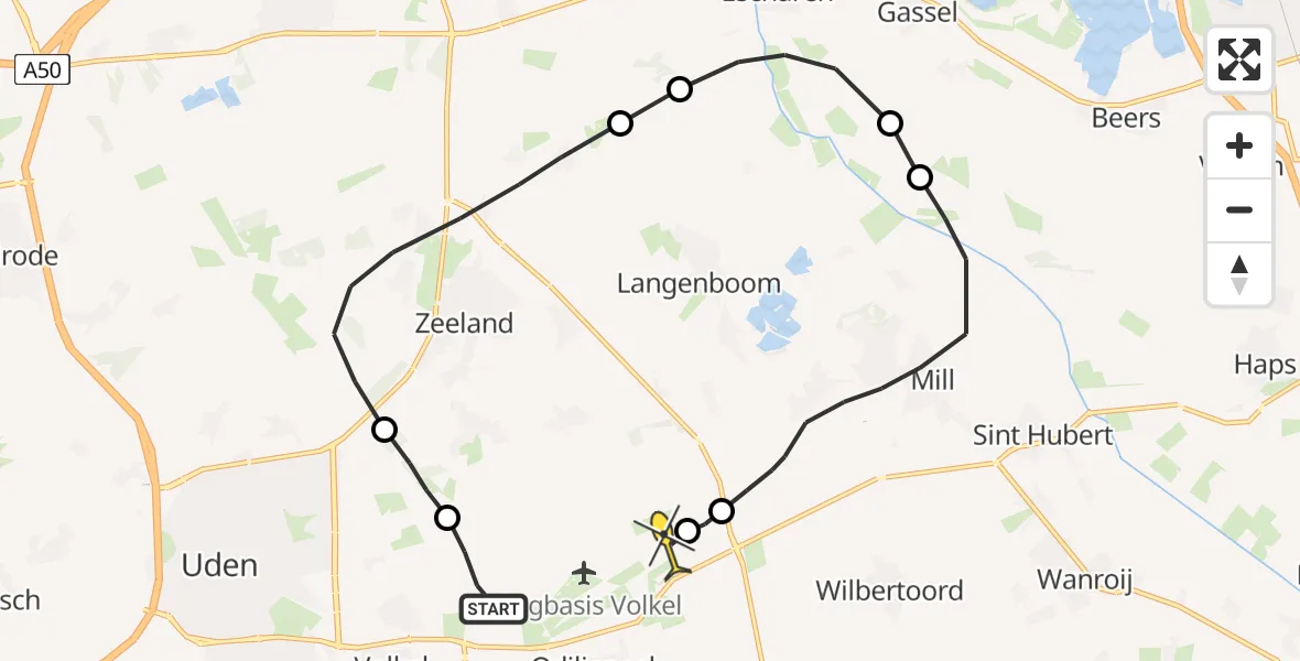 Routekaart van de vlucht: Lifeliner 3 naar Volkel