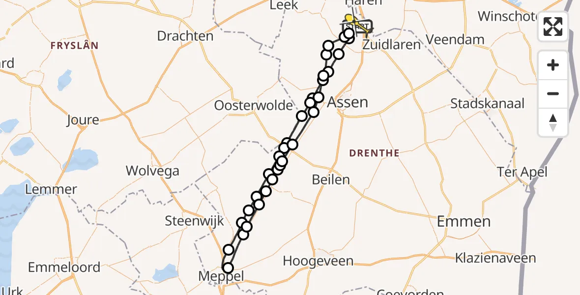 Routekaart van de vlucht: Lifeliner 4 naar Groningen Airport Eelde