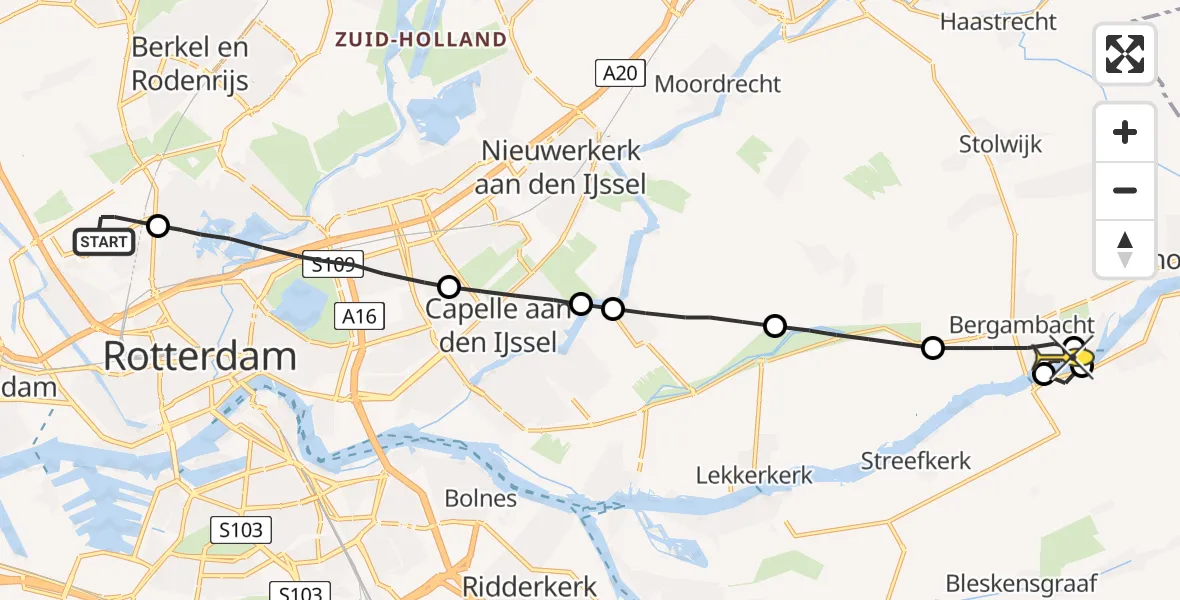 Routekaart van de vlucht: Lifeliner 2 naar Bergambacht