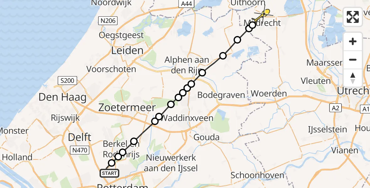 Routekaart van de vlucht: Lifeliner 2 naar Mijdrecht