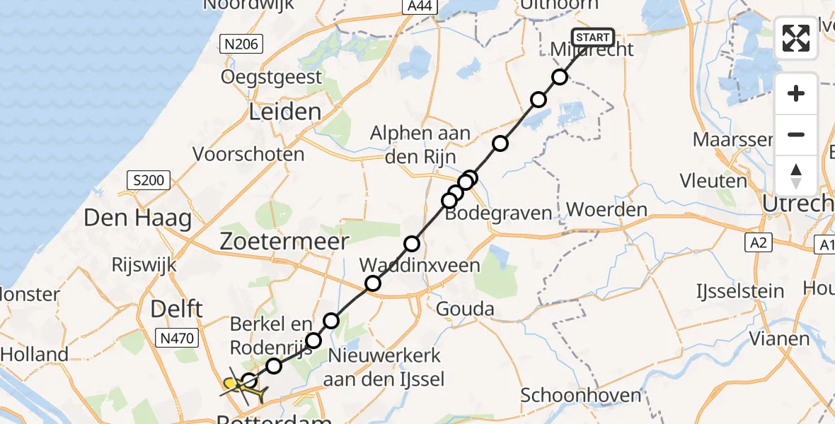 Routekaart van de vlucht: Lifeliner 2 naar Rotterdam The Hague Airport