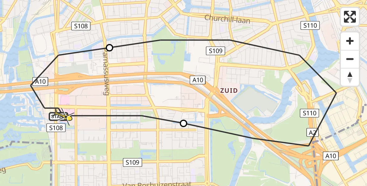 Routekaart van de vlucht: Lifeliner 1 naar VU Medisch Centrum Amsterdam