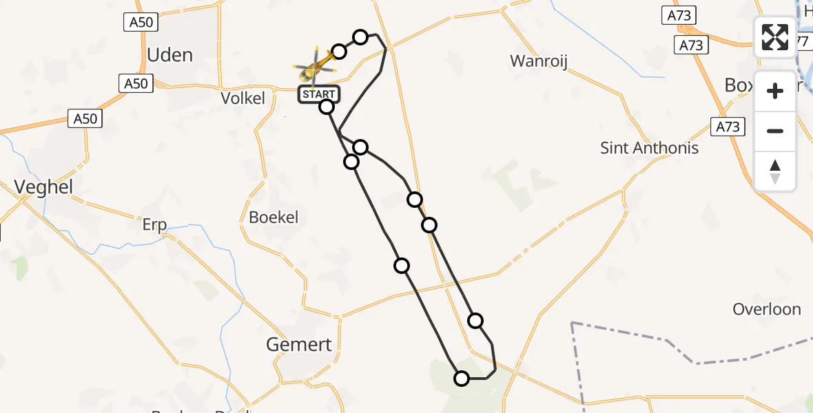 Vluchtroute Traumahelikopter Vliegbasis Volkel - Vliegbasis Volkel, 06 september 2022, 08:52