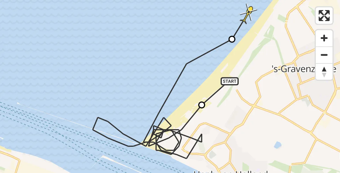 Routekaart van de vlucht: Politiehelikopter naar 's-Gravenzande