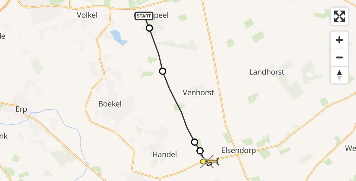 Routekaart van de vlucht: Lifeliner 3 naar Elsendorp