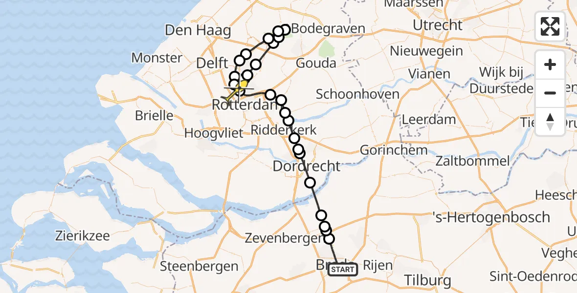 Routekaart van de vlucht: Lifeliner 2 naar Rotterdam The Hague Airport