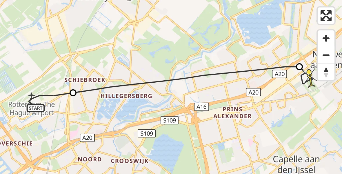 Routekaart van de vlucht: Lifeliner 2 naar Nieuwerkerk aan den IJssel