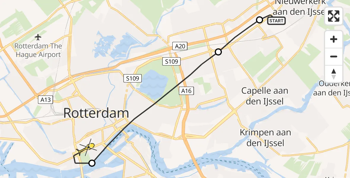 Routekaart van de vlucht: Lifeliner 2 naar Erasmus MC