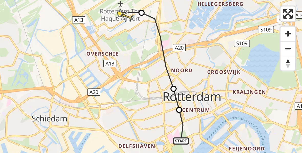 Routekaart van de vlucht: Lifeliner 2 naar Rotterdam The Hague Airport