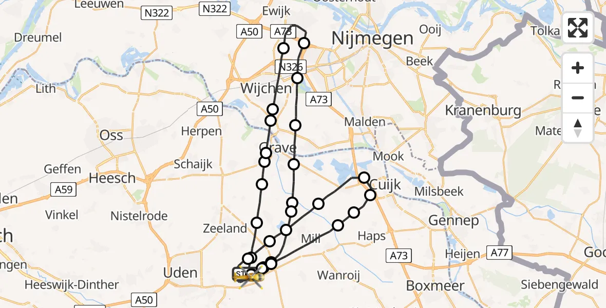 Vluchtroute Traumahelikopter Vliegbasis Volkel - Vliegbasis Volkel, 06 september 2022, 18:43