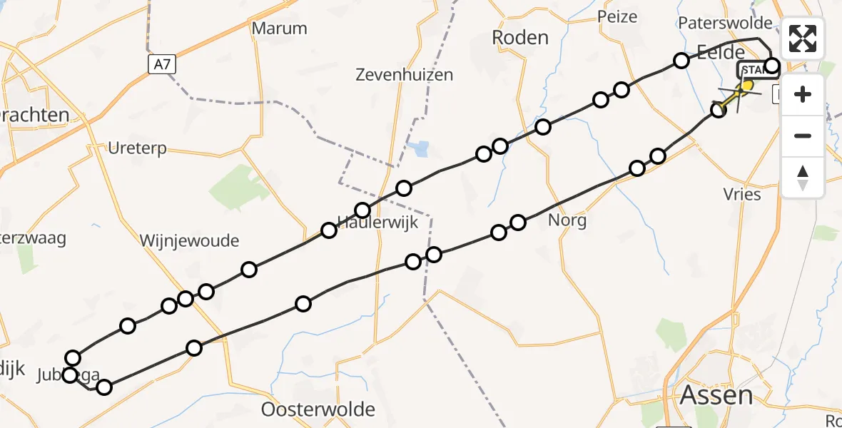 Routekaart van de vlucht: Lifeliner 4 naar Groningen Airport Eelde