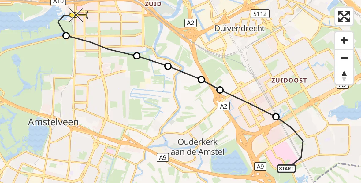 Routekaart van de vlucht: Lifeliner 1 naar VU Medisch Centrum Amsterdam