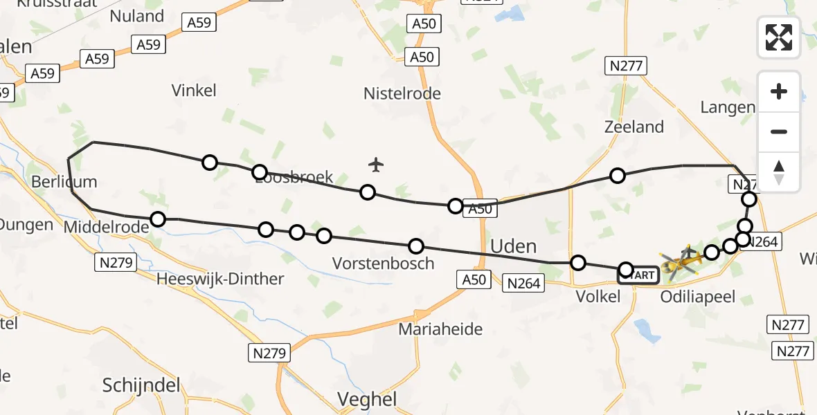 Vluchtroute Traumahelikopter Vliegbasis Volkel - Vliegbasis Volkel, 07 september 2022, 05:45