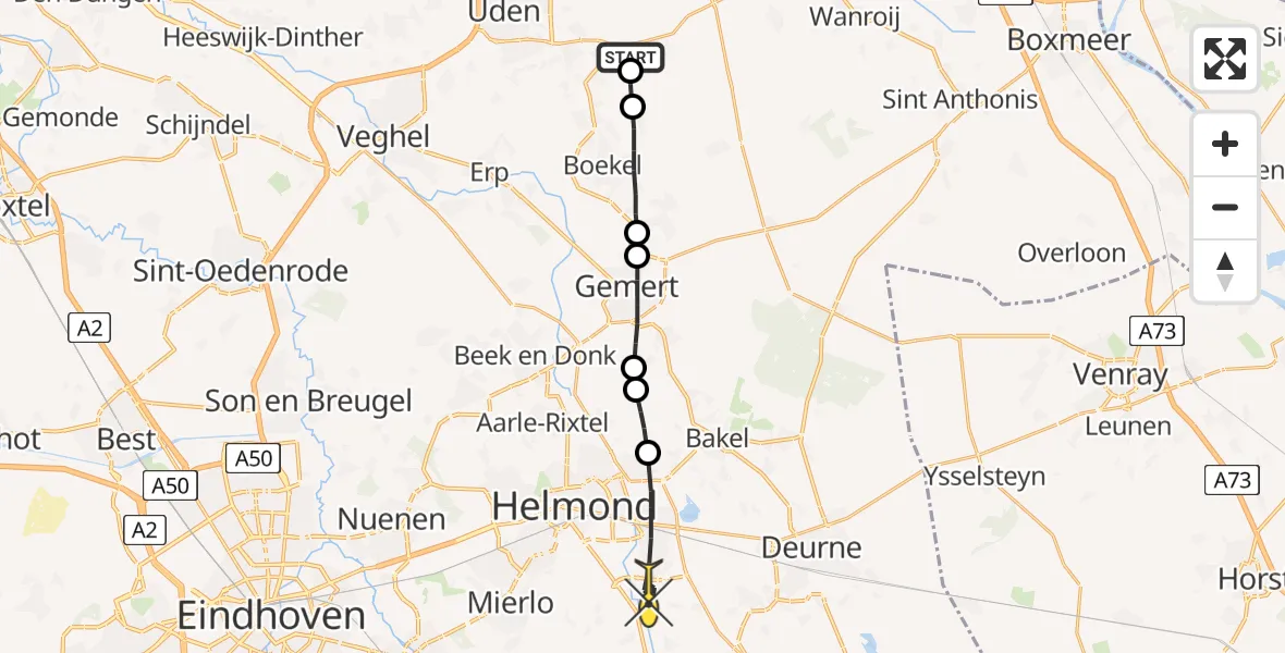 Routekaart van de vlucht: Lifeliner 3 naar Helmond