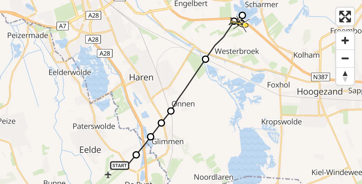 Routekaart van de vlucht: Lifeliner 4 naar Scharmer