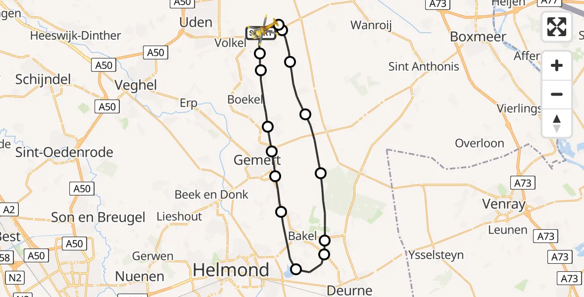 Vluchtroute Traumahelikopter Vliegbasis Volkel - Vliegbasis Volkel, 07 september 2022, 08:26