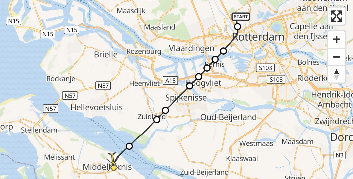 Routekaart van de vlucht: Lifeliner 2 naar Middelharnis