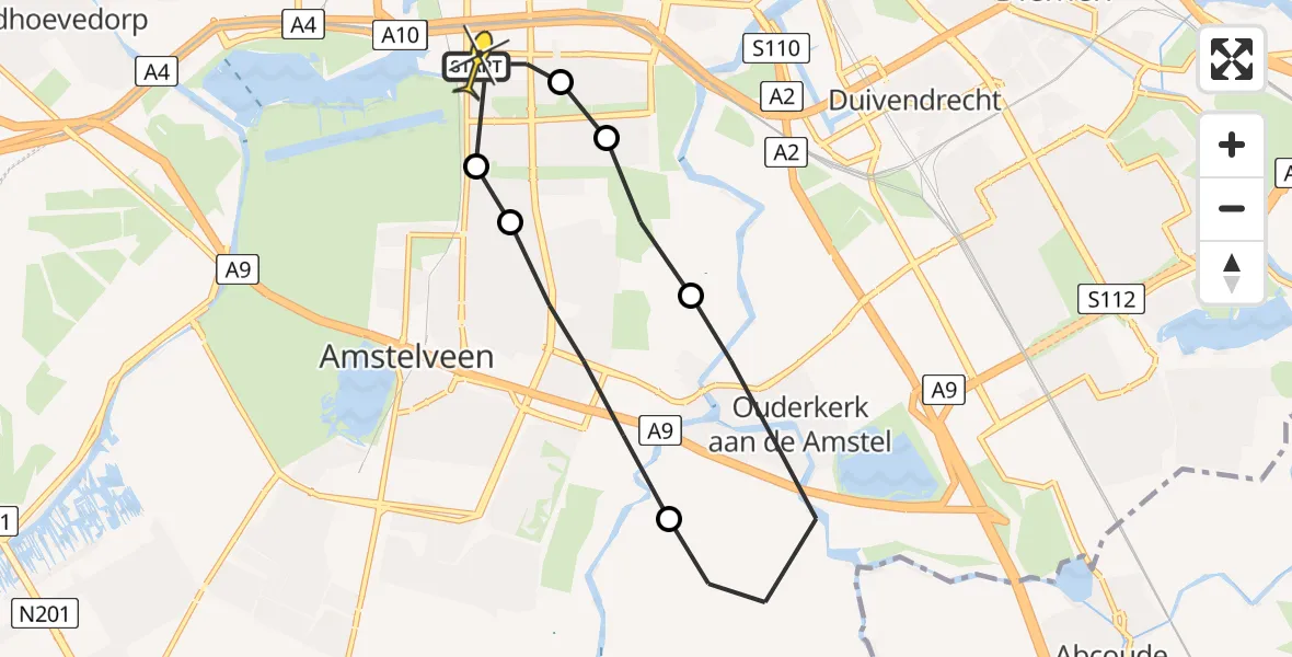 Routekaart van de vlucht: Lifeliner 1 naar VU Medisch Centrum Amsterdam