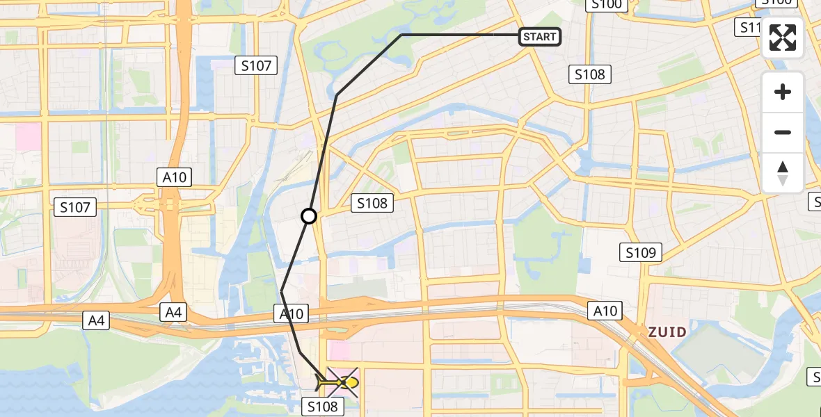 Routekaart van de vlucht: Lifeliner 1 naar VU Medisch Centrum Amsterdam