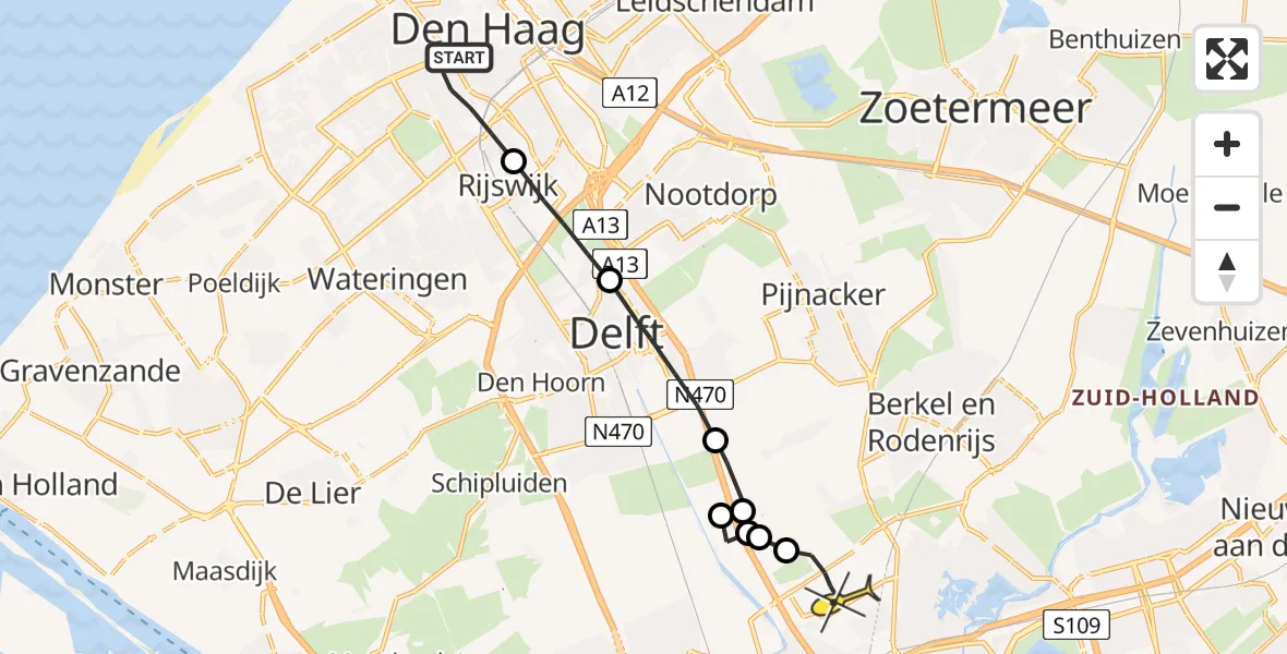 Routekaart van de vlucht: Lifeliner 2 naar Rotterdam The Hague Airport