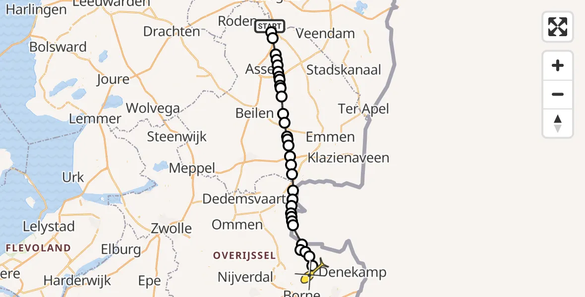 Routekaart van de vlucht: Lifeliner 4 naar Fleringen