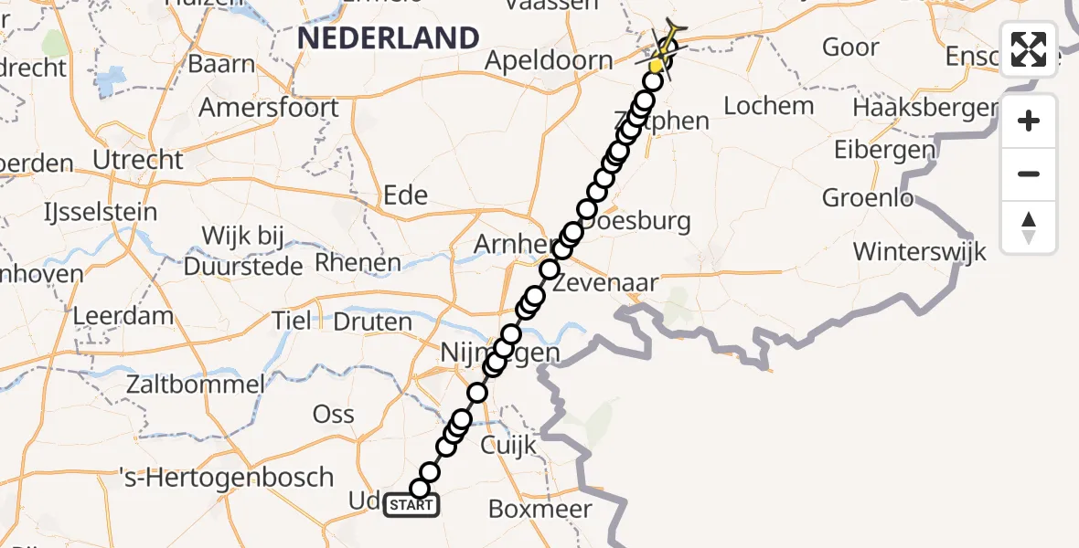 Routekaart van de vlucht: Lifeliner 3 naar Deventer