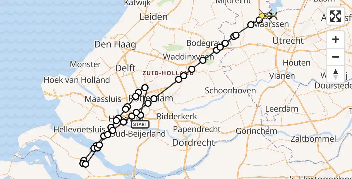 Routekaart van de vlucht: Lifeliner 2 naar Tienhoven