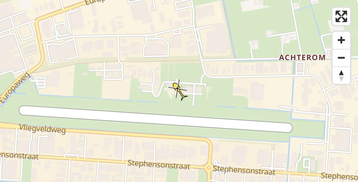 Routekaart van de vlucht: Politiehelikopter naar Vliegveld Hoogeveen