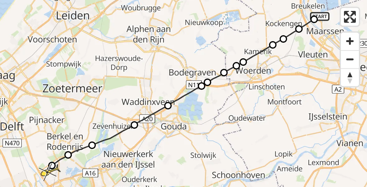 Routekaart van de vlucht: Lifeliner 2 naar Rotterdam The Hague Airport