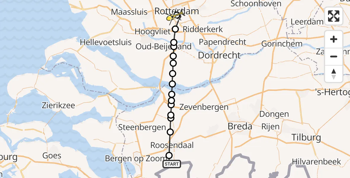 Routekaart van de vlucht: Lifeliner 2 naar Erasmus MC