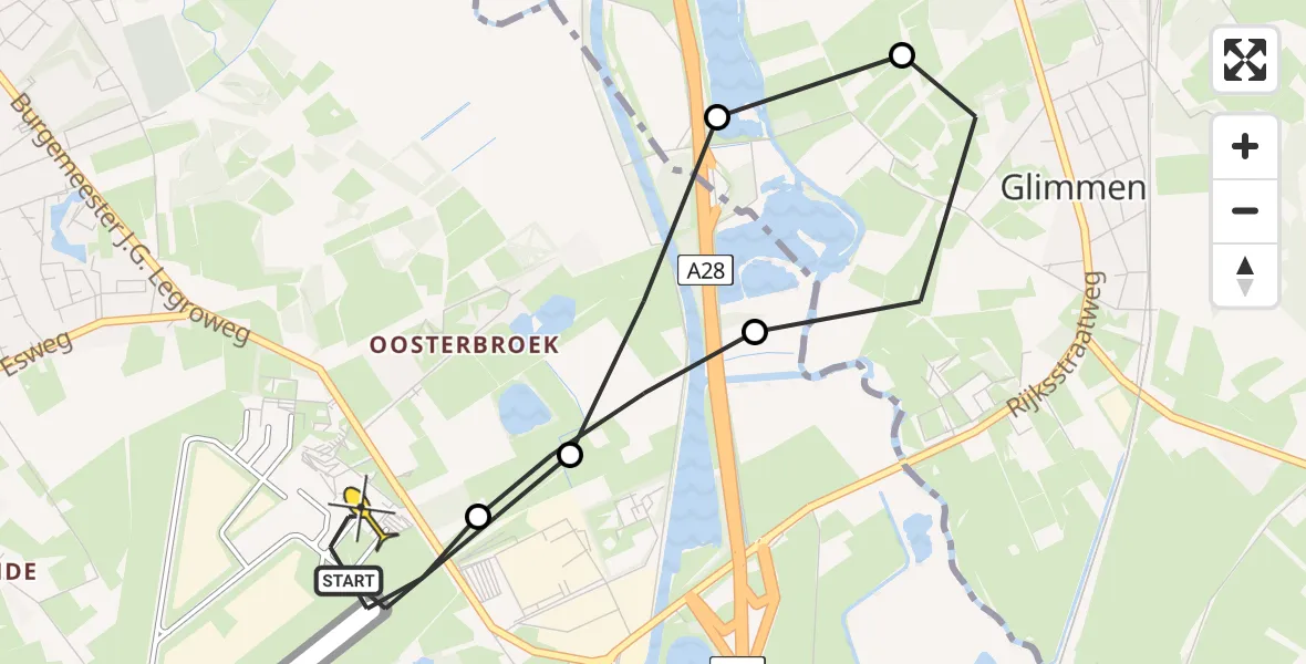 Routekaart van de vlucht: Lifeliner 4 naar Groningen Airport Eelde