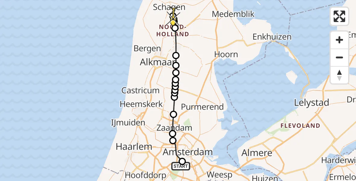 Routekaart van de vlucht: Lifeliner 1 naar Haringhuizen