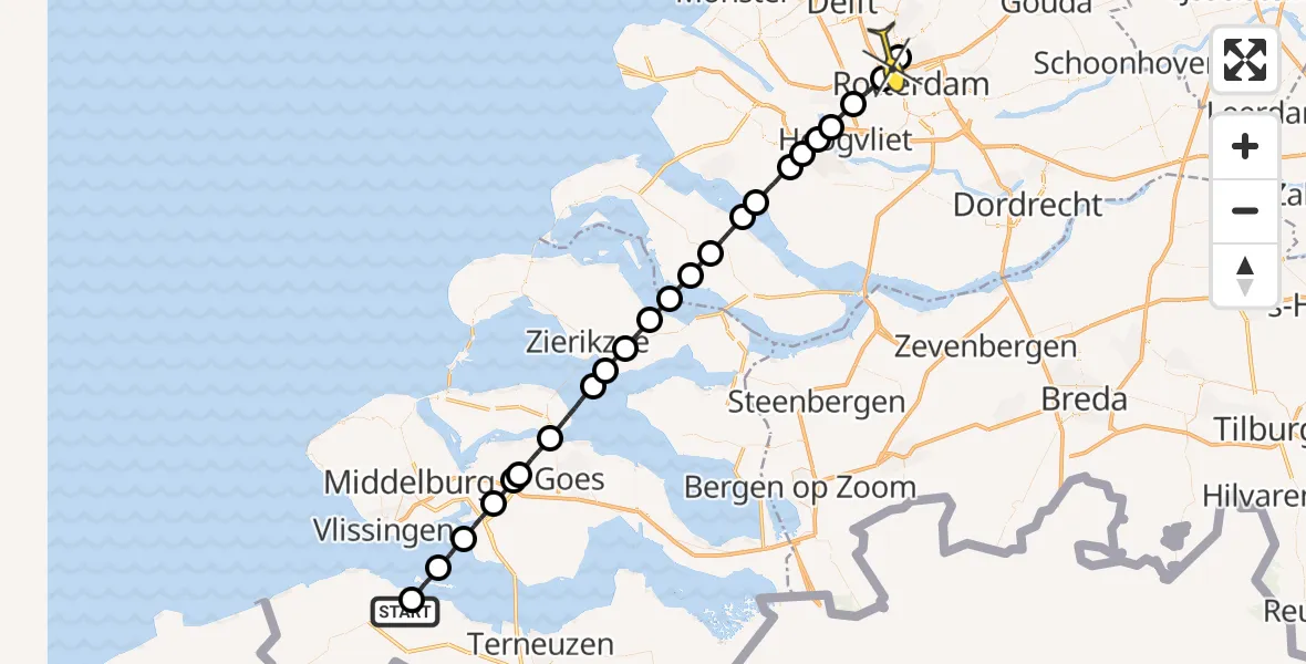 Routekaart van de vlucht: Lifeliner 2 naar Rotterdam The Hague Airport