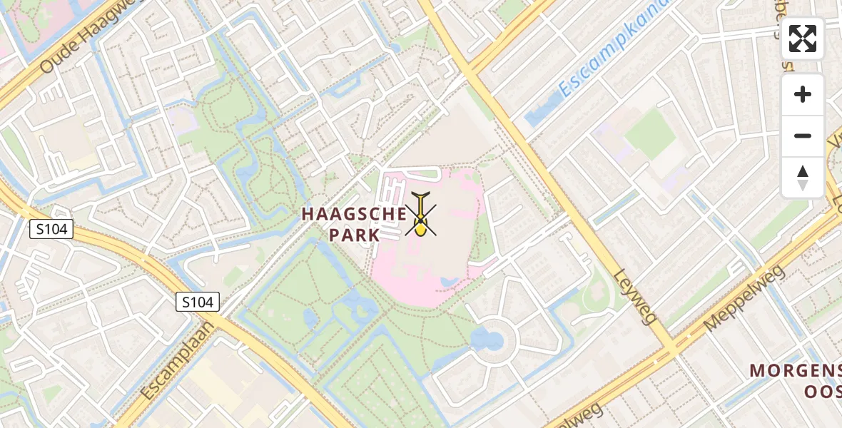 Routekaart van de vlucht: Lifeliner 1 naar Den Haag