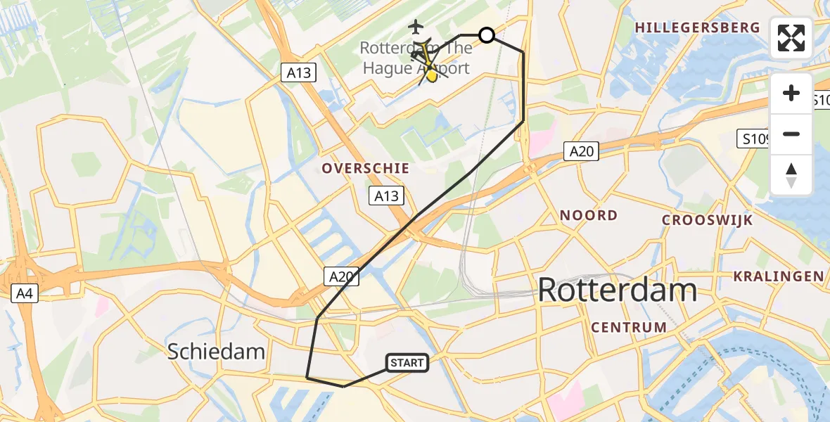 Routekaart van de vlucht: Lifeliner 2 naar Rotterdam The Hague Airport