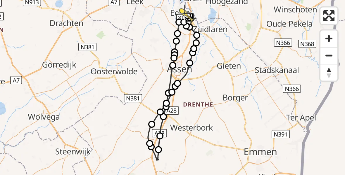 Routekaart van de vlucht: Lifeliner 4 naar Groningen Airport Eelde