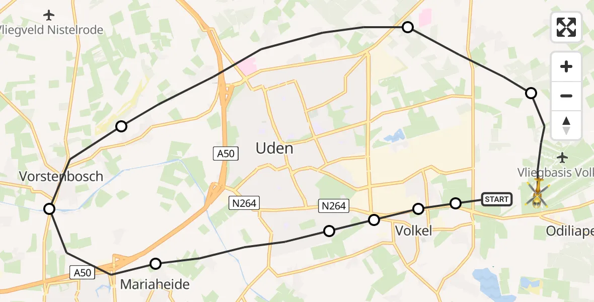 Vluchtroute Traumahelikopter Vliegbasis Volkel - Vliegbasis Volkel, 08 september 2022, 16:44