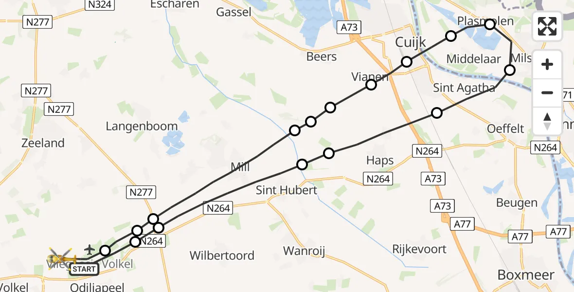 Vluchtroute Traumahelikopter Vliegbasis Volkel - Vliegbasis Volkel, 08 september 2022, 18:48