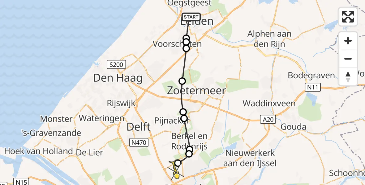 Routekaart van de vlucht: Lifeliner 2 naar Rotterdam The Hague Airport