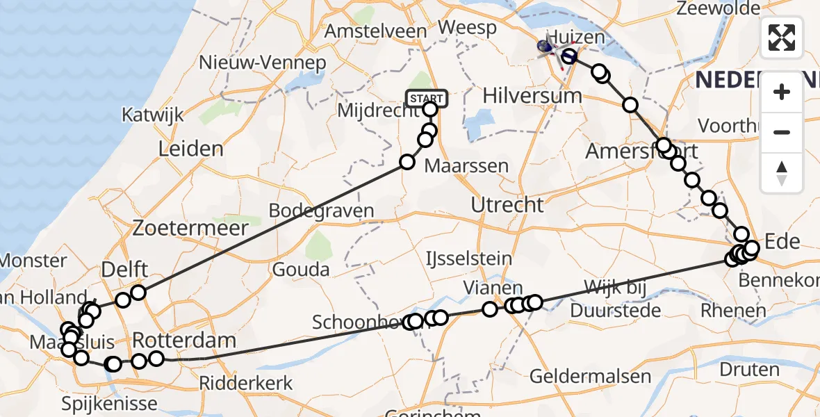 Vluchtroute Politiehelikopter Vinkeveen - Huizen, 09 september 2022, 09:25
