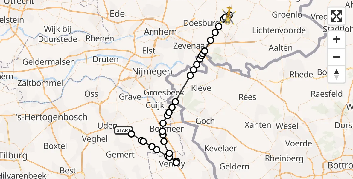 Vluchtroute Traumahelikopter Odiliapeel - Hengelo (Gld), 09 september 2022, 12:37